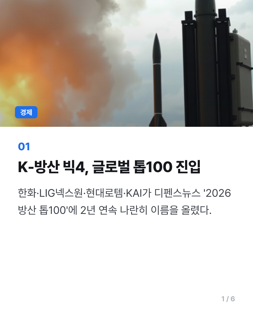 K-방산 빅4, '글로벌 톱100' 진입…한화 16위로 韓기업 중 1위