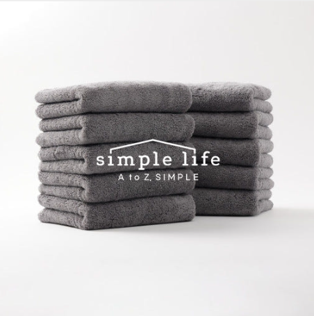 심플라이프 코마사40수 심플타월 - 그레이, 흡수력 30% 향상, 85cm 호텔급 수건