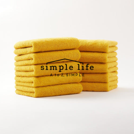 심플라이프 코마사40수 심플타월 - 옐로우, 흡수력 30% 향상, 85cm 호텔급 수건